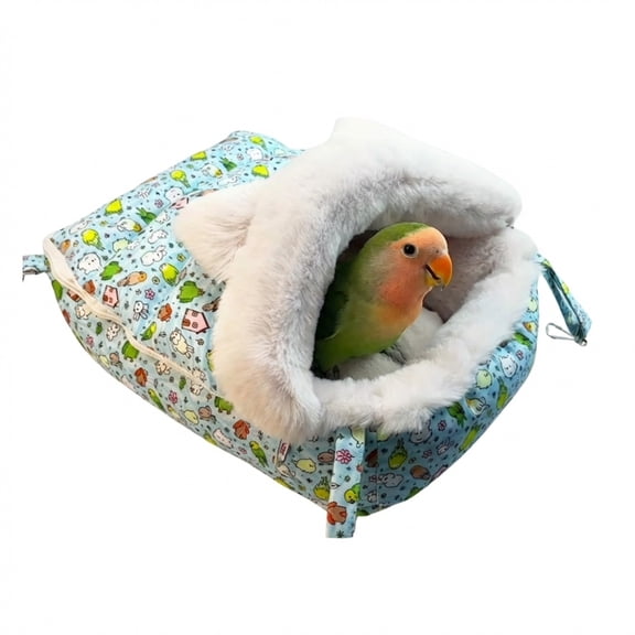 2 in 1 Bird Nest House with Removable Top Lid, Winter Warm Bird Bed Hanging Hammock Snuggle Hut for Cockatiel, Lovebird, Conure, Quaker