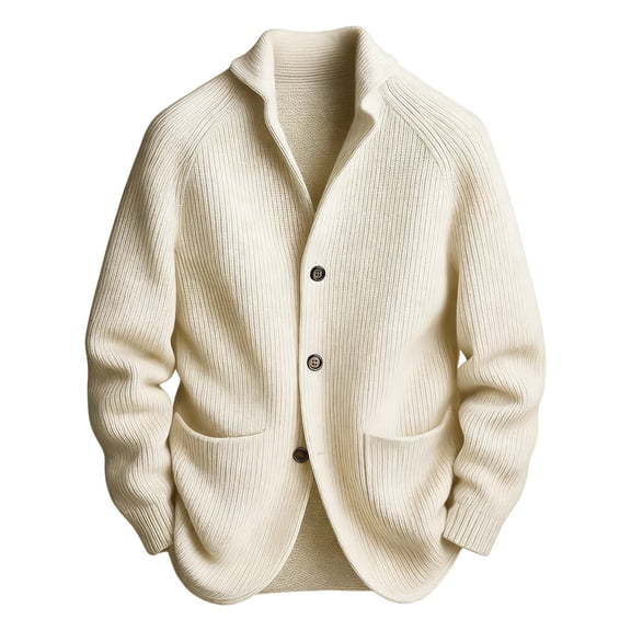QHFBli Men's Shawl Collar Knitted Cardigan Sweater Winter Three Button Casual Business Wear Comfortable Soft