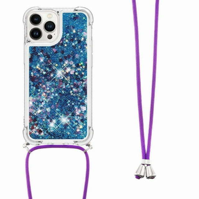 Funda FOXDOCK para iPhone 15 Pro con Cuerda Ajustable, Brillo Líquido, Protección Antigolpes y Lente – Ideal para Regalo