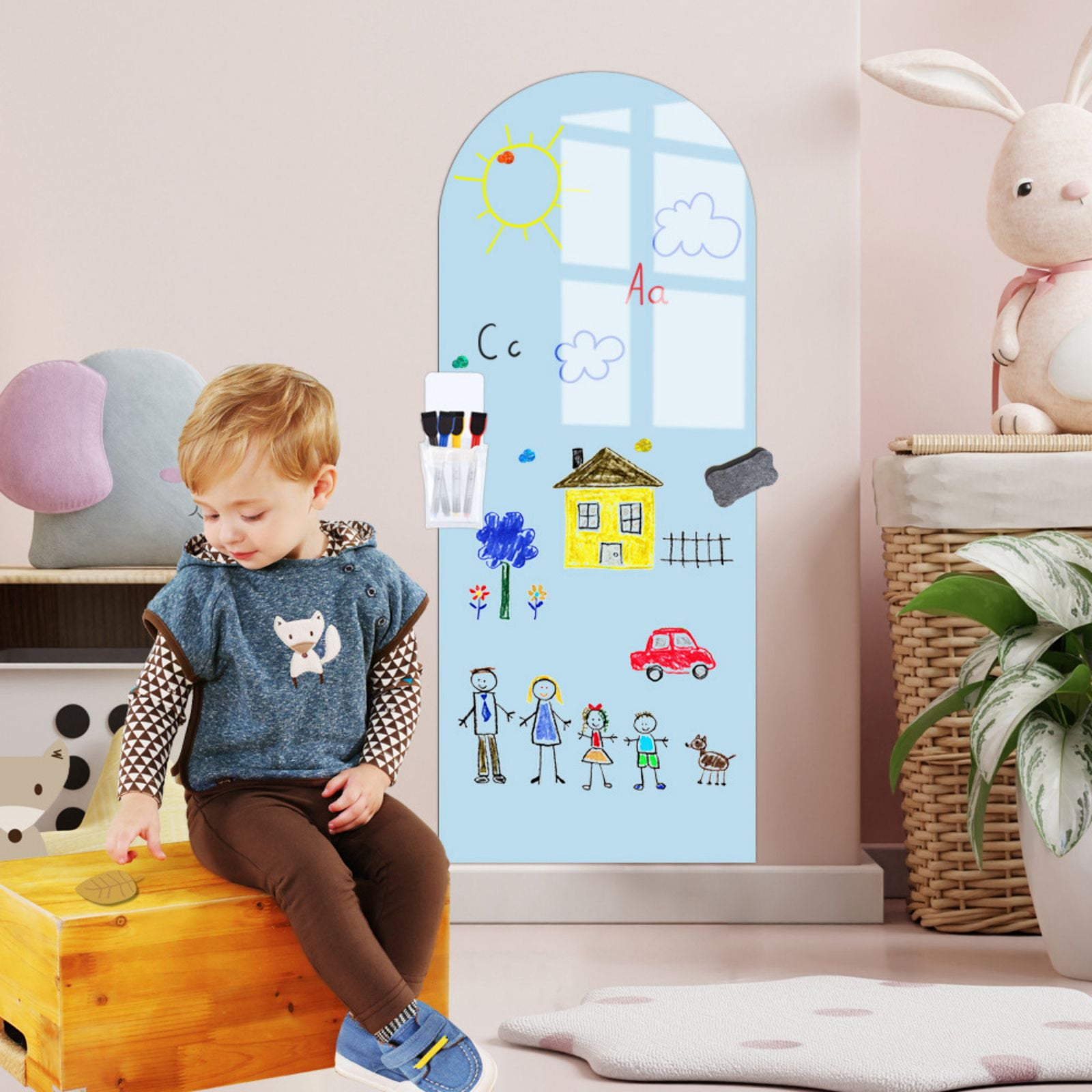 Magnetic Chalkboard Wall Arch Decal 40"x16" Contact Paper Peel and Stick for Walls Self Adhesive Magnetic Wall Board Sticker for Kid Black Chalk Board Wallpaper Roll