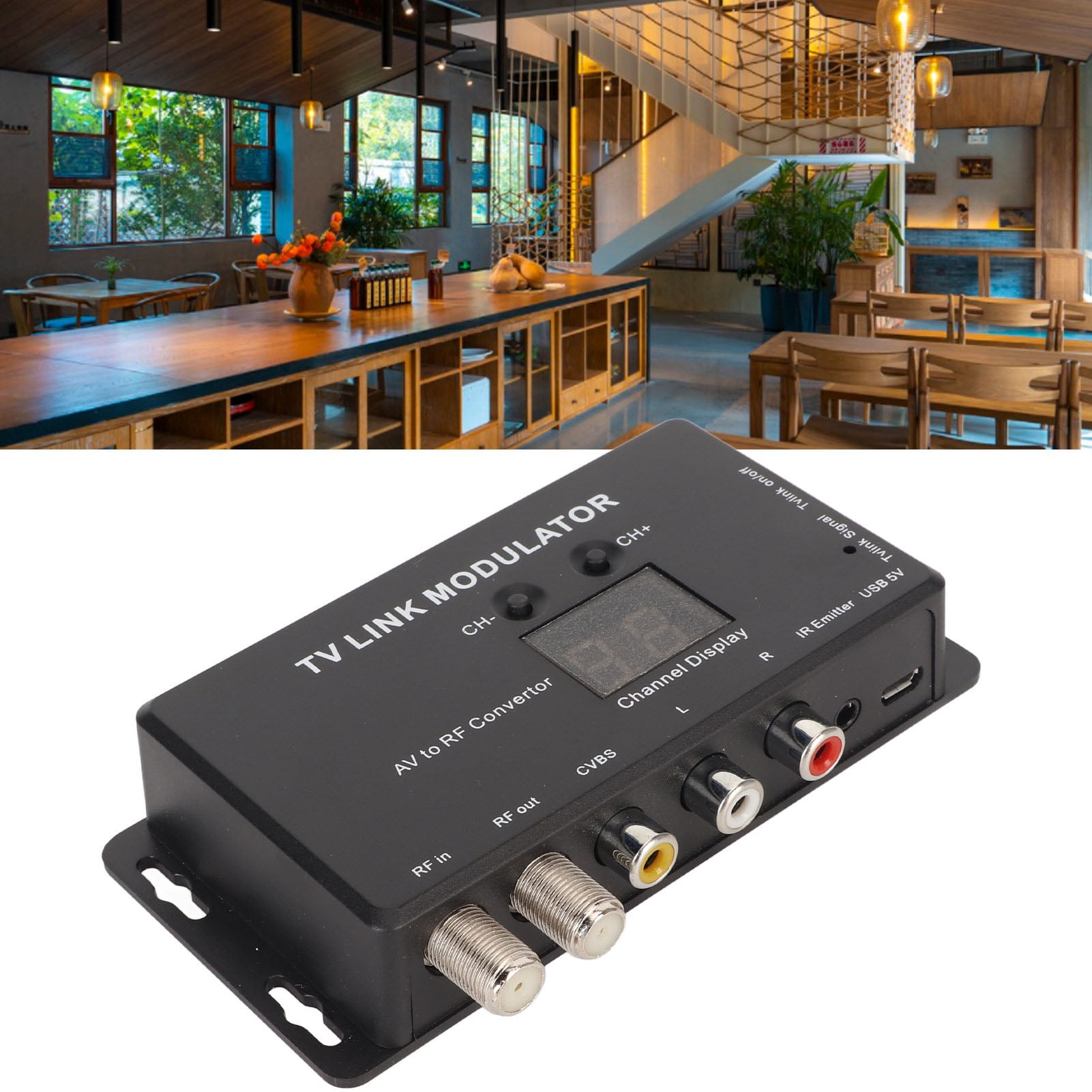 RF Modulator, TV Link Modulator Support PAL NTSC Stable AV To RF 471.25 MHz To 885.25 MHz Adjustable  for Set Top Boxes