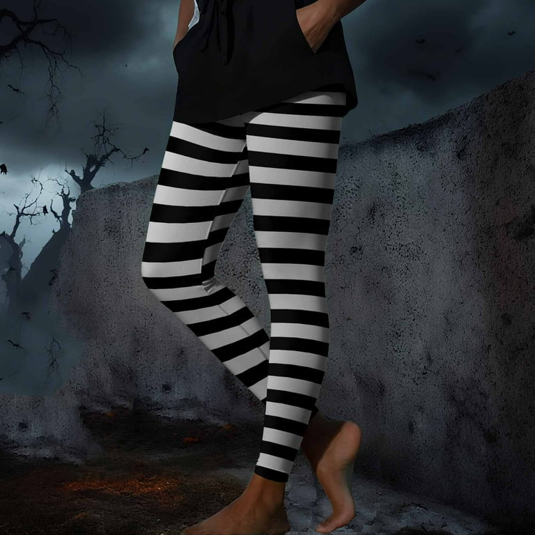 QATAINLAV Women's Striped Leggings Funny Halloween Tights High