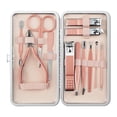 thumbnail image 1 of Juego de manicura 12 en 1 Kit de pedicura profesional de acero inoxidable Kit de cuidado de tijeras para uñas con estuche de viaje de cuero rosa rosa, 1 of 5