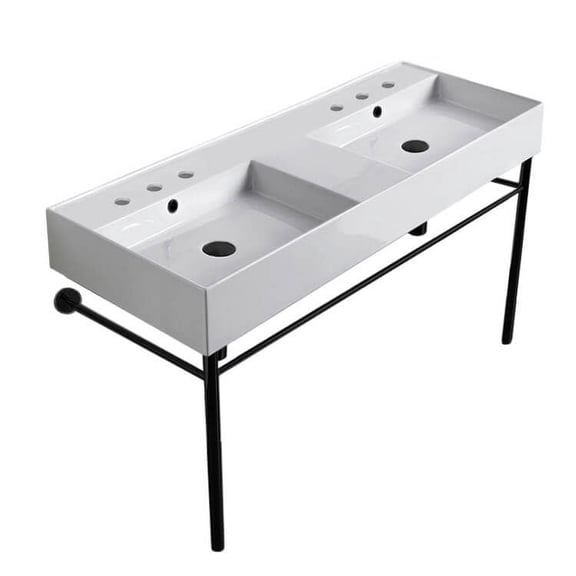 Nameeks Scarabeo 5143-Con-Sixhole Teorema 2.0 47-5/8" Rectangular Ceramic Console Bathroom
