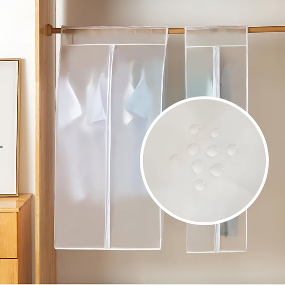 LAMIRO Hanging Garment Bag Lightweight Clear Zipper Suit Bags PEVA Moth-Proof Breathable Dust Cover for Closet Clothes Storage - 90 * 60 * 50 cm