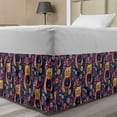 thumbnail image 1 of Flower Bed Skirt, Ornamental Doodle Cat in Funky Tribal Floral Bouquet Heart Tulip Cartoon, Elastic Bedskirt Dust Ruffle Wrap Around for Bedding Decor, 4 Sizes, Dark Indigo Multicolor, by Ambesonne, 1 of 2