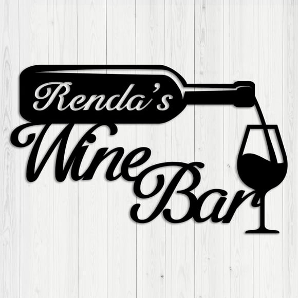 Personalized Wine Bar Sign, Metal Bar Sign, Custom Bar Theme Sign, Wine Glass Home Decor, Wine Gifts, Wine Sign, Personalized Wine Bar Sign for Elegant Wine Decor and Memorable Gifts