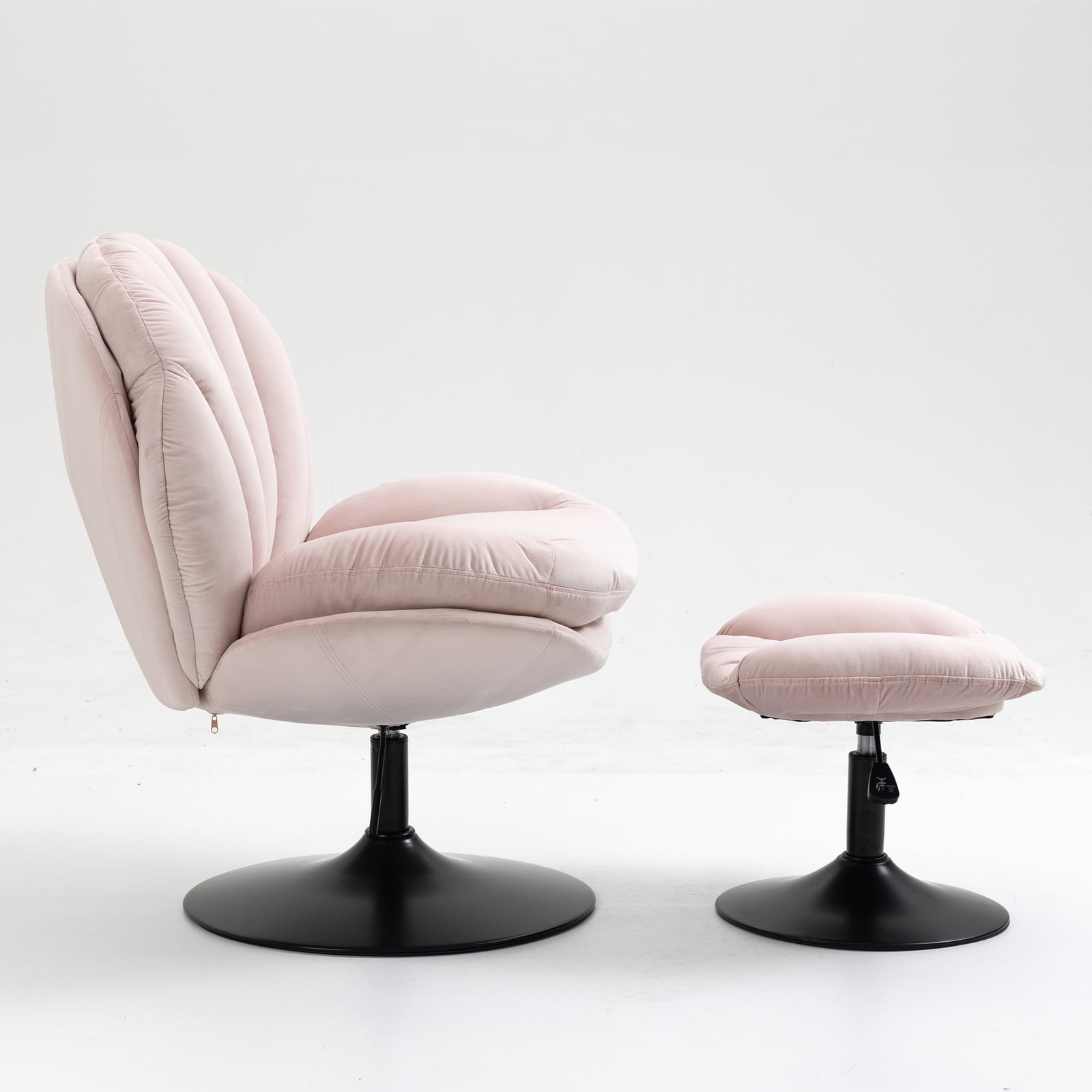 Yardi Yard Modern Swivel Upholstered Accent Chair and Ottoman, Adjustable Seat Height Velvet Office Chair Pink Yardi Yard Modern Swivel Upholstered Accent Chair and Ottoman, Adjustable Seat Height Velvet Office Chair Pink