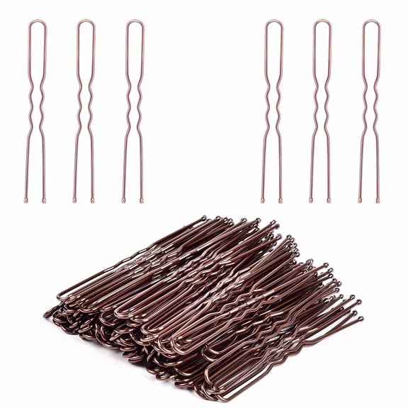 Durable U Shaped Hair Pins for Women 80pcs Brown with Easy Storage Box