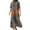 Vermilion, variant on CharmCyan Women's Fashionable And Elegant Autmn And Winter Button Lapel Three-quarter Sleeve Three-dimensional Printed Dress Cyan L