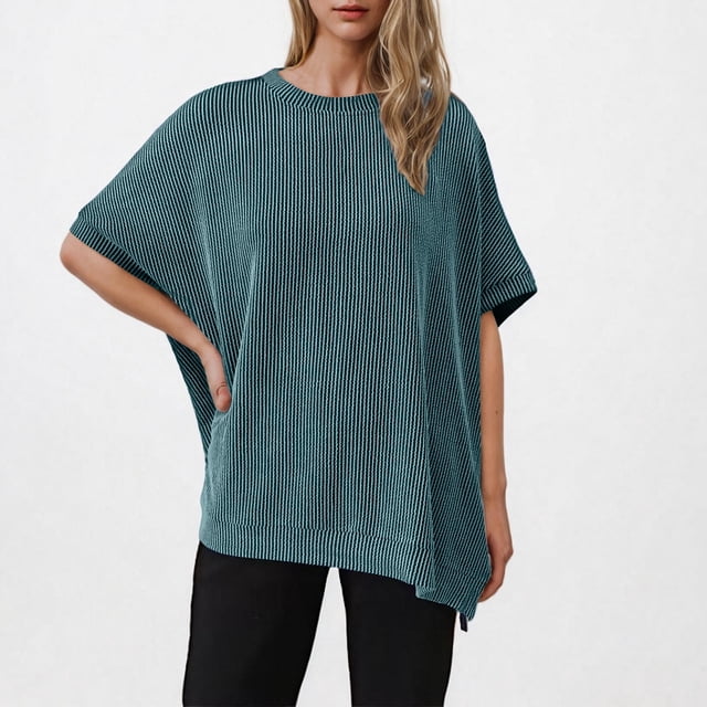 AherBiu T-Shirts Surdimensionnés pour Femmes à Col Rond, Coupe Ample, Manches Courtes, Hauts d'Été Décontractés, Doux et Confortables, Mode Printemps, T-Shirts