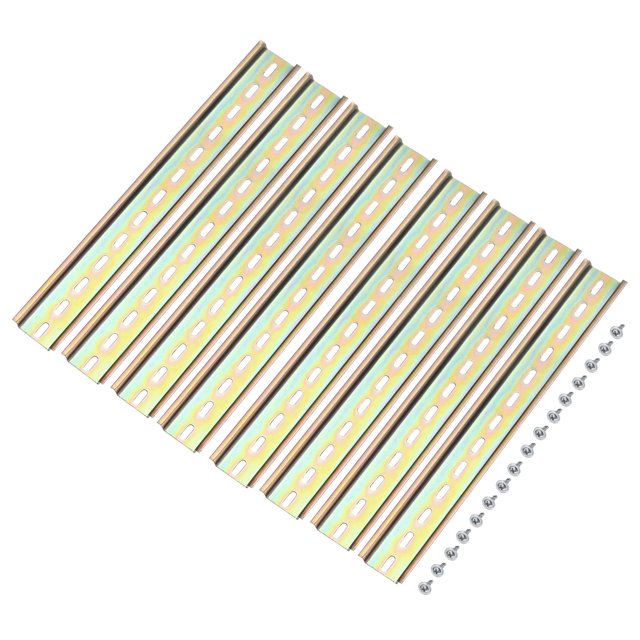 Unique Bargains DIN Rail Slotted Iron Mounting Guide 10 Inch x 1.4 Inch x 0.3 Inch Iridescent 8 Pcs