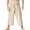 Khaki, variant on Thai Fisherman Pants Summer Solid Color Drawstring Wide Legs Pockets Menswear Flax Casual Loose Men Martial Arts Trousers Daily Life