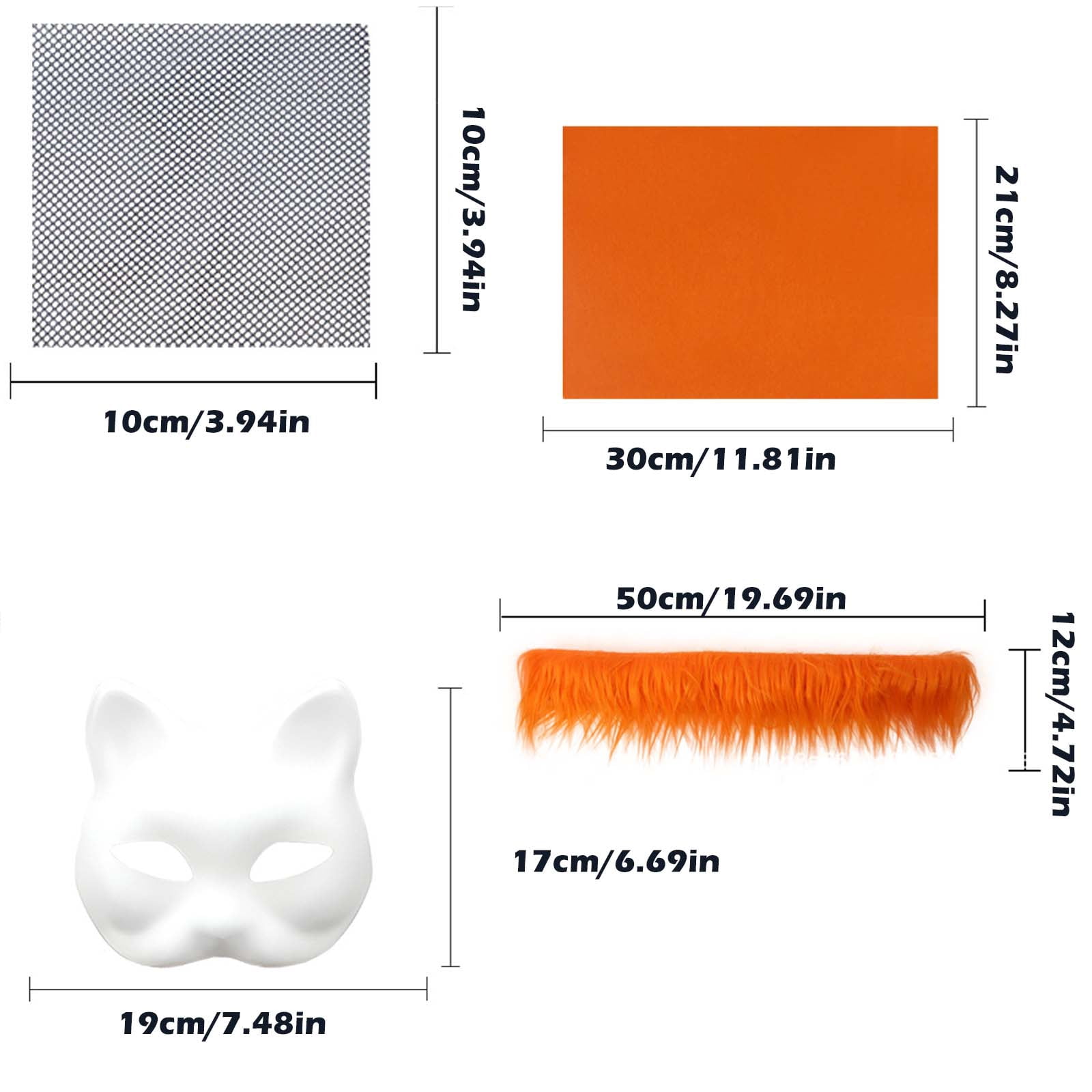 Zawus 6Pcs DIY Therian Mask Kit,Cat Masque DIY Set Paper Cat Masque with Eye Mesh Fur Unfinished Cat Masque for Kids Adults DIY Painting