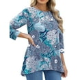 thumbnail image 3 of Fantaslook Plus Size Women Tunic Tops 3/4 Sleeve Dressy Casual Blouses Loose Flowy Floral Shirts, 3 of 8