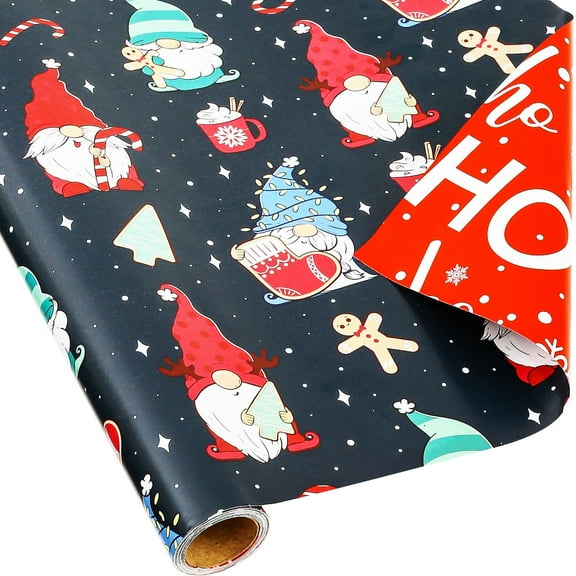 Christmas Wrapping Paper for Boys Girls Kids Women Men - Funny Gnomes Xms Gift Wrap Paper for Birthday New Year - 1 Roll, 17.7inch x 25.9feet