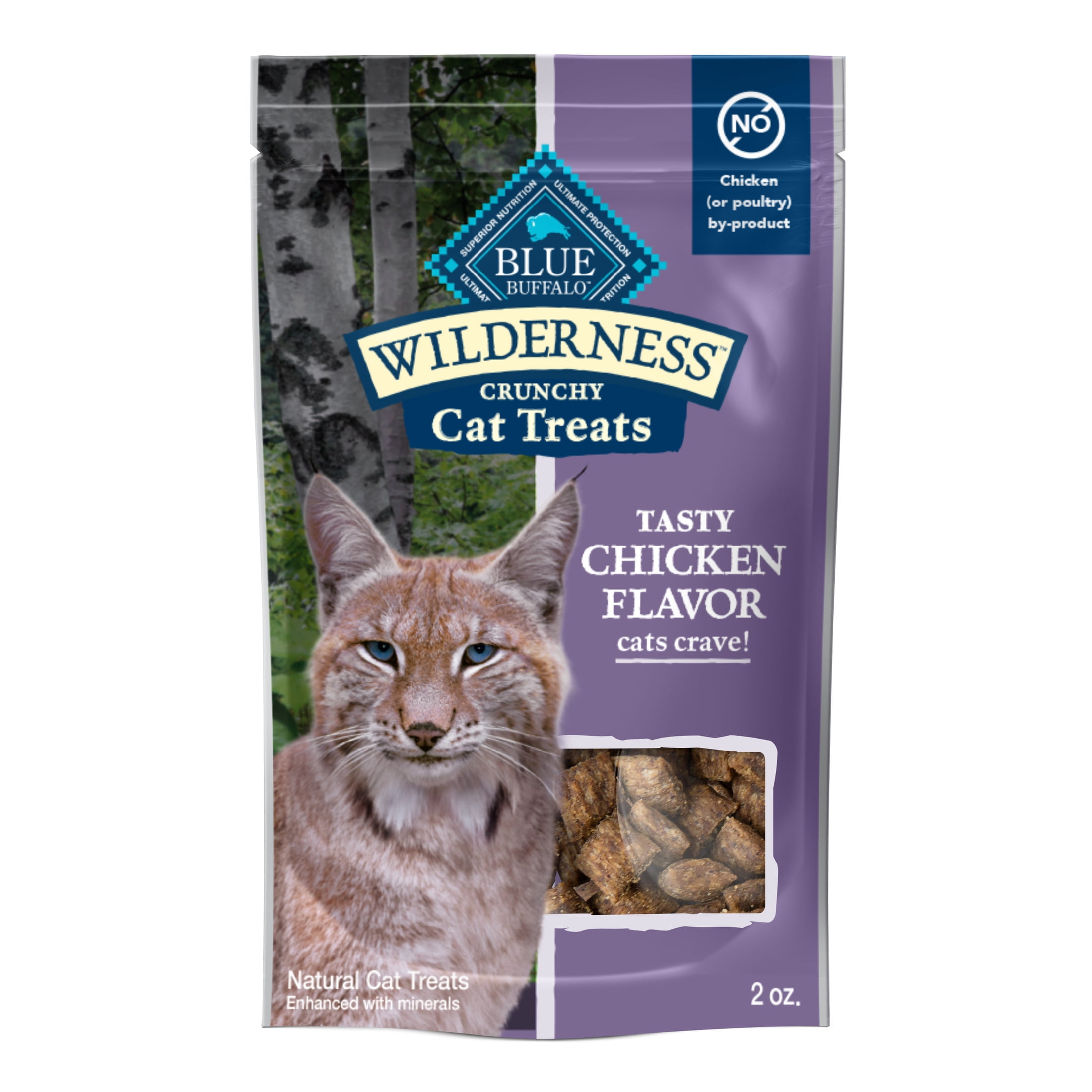 (4 pack) Blue Buffalo Wilderness High Protein Natural Crunchy Cat Treats, Tasty Chicken, 2-oz. Bag