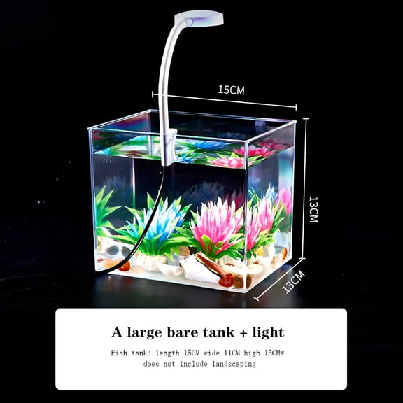 ACDANC 2026 New Small Fish Tank, Aquarium Tank with Clamp Light, Wall Mounted Filter, Anti Slip Base, Aquarium Starter Kits, Square Fish Tank for Living Room Office Decor