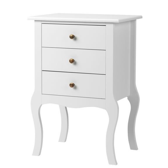 Hassch White Nightstand with 3 Drawers, Storage Bedside Table for Bedroom Living Room Small Space, 18.9"L x 13.39"W x 27.56"H
