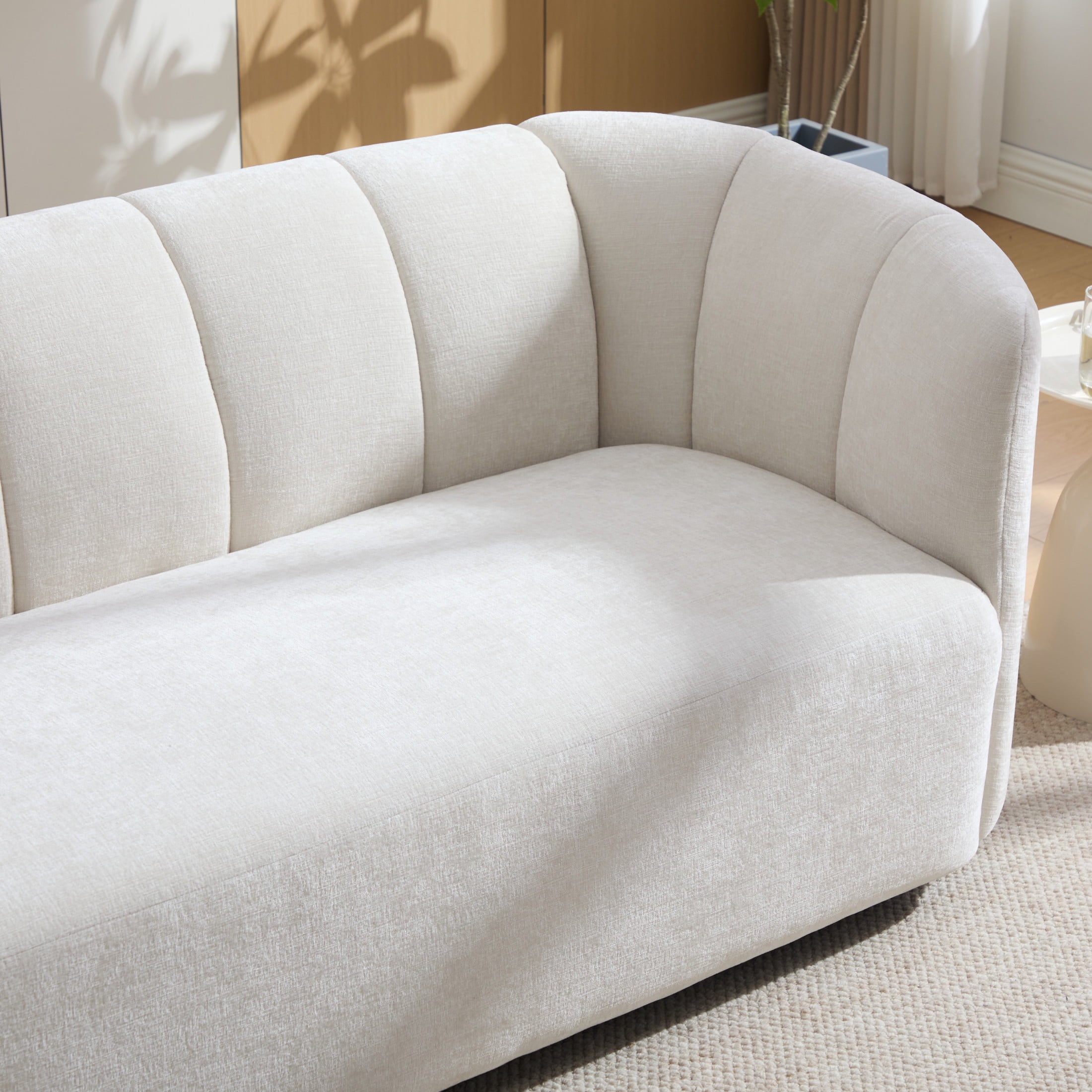 Christopher Knight Home 80" Modern Curved Chenille Sofa, Upholstered Couch with 3 Seats, Beige