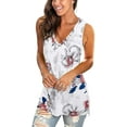 thumbnail image 3 of Womens Tank Tops V Neck T Shirts Sleeveless Tops Floral Side Split Tanks, 3 of 5