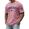 thumbnail image 2 of Kopltyrfg American Flag Shirts Men 4th of July Patriotic Shirt USA Star Stripes Graphic Tees Independence Day Short Sleeve Tops Pink M, 2 of 5