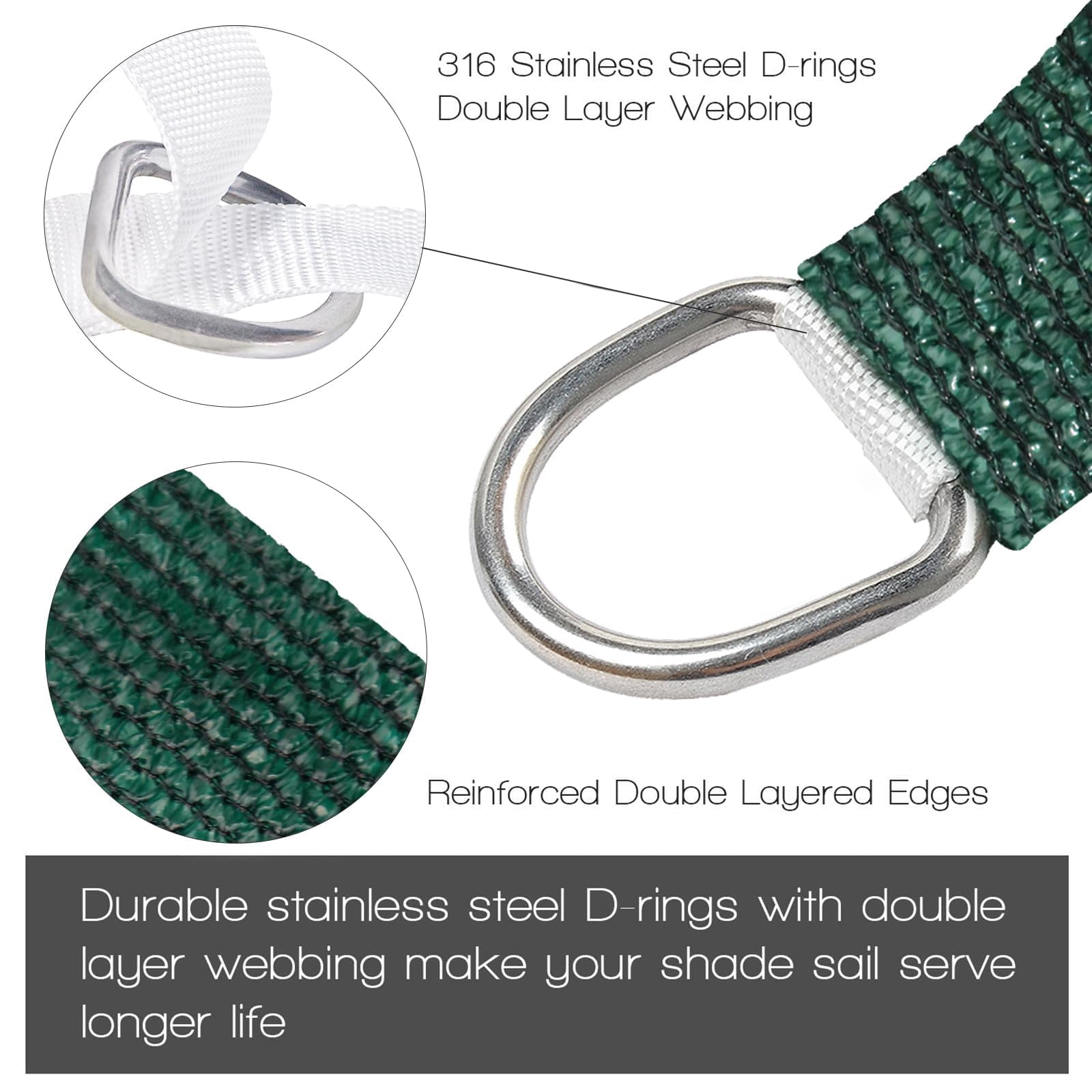 12'X12'X12' HDPE Sunshade Sail, Dark Green