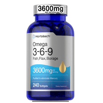 Triple Omega 3-6-9 240 Softgels | From Fish, Flaxseed, Borage Oils | Non-GMO & Gluten Free | By Horbaach