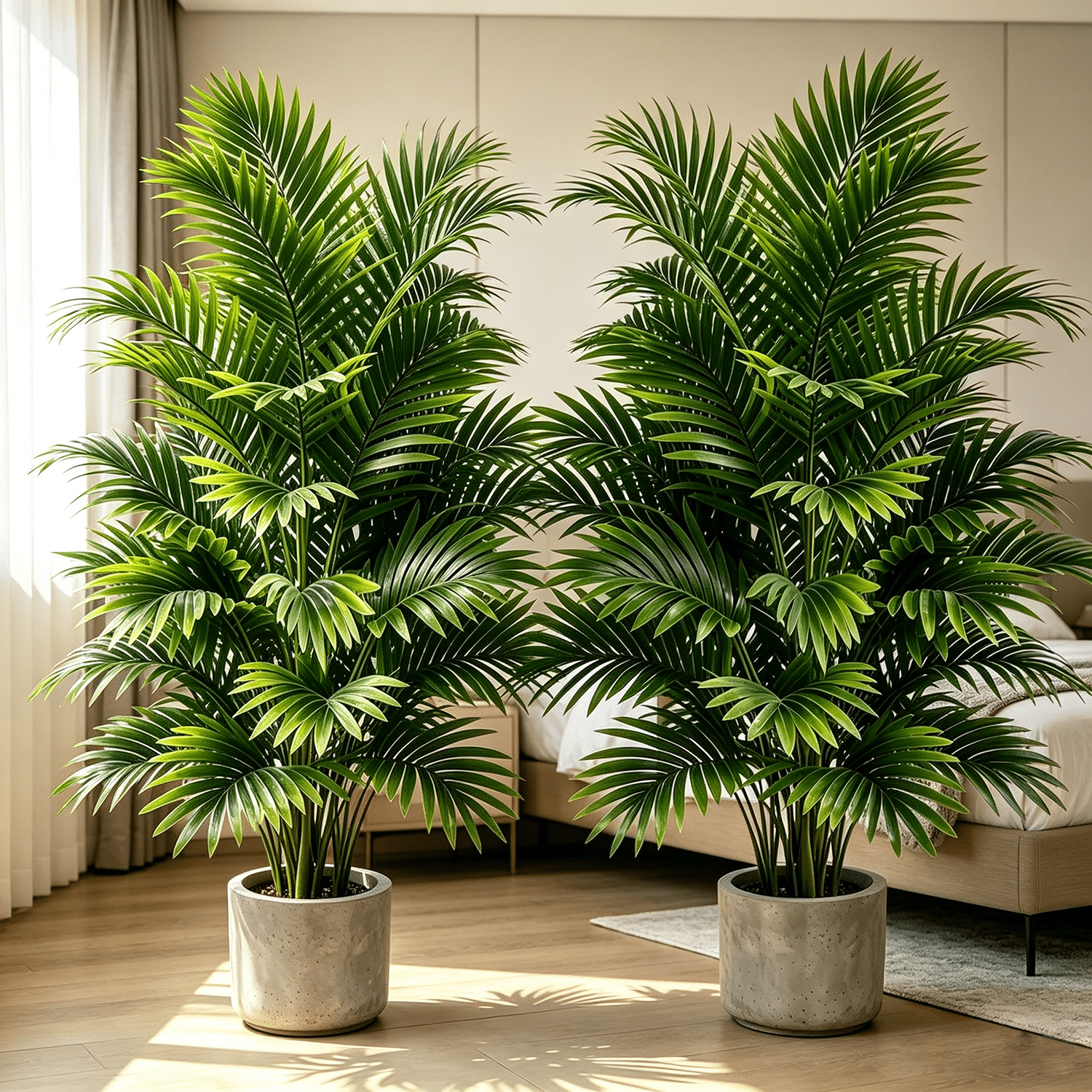 Evergreen Artificial Coconut Palm Tree with Realistic Fruits, Maintenance Free UV Protected, Indoor Outdoor Patio Pool Decor, Set of 2