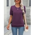 thumbnail image 4 of Zeagoo Womens Summer Short Sleeve Tops Crew Neck Lightweight Pullover Sweaters Loose Dressy Casual Blouse, 4 of 6
