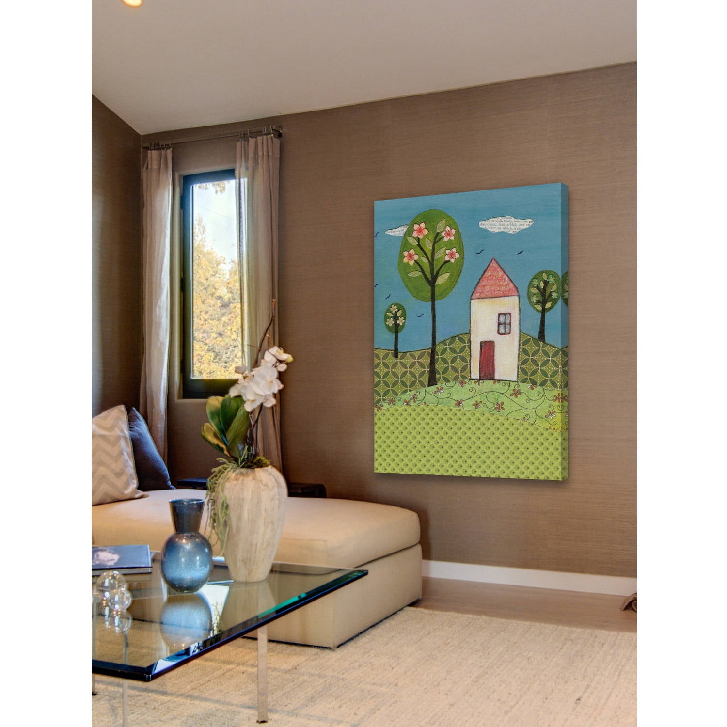 Marmont Hill "Little White House" by Sascalia Painting Print on Wrapped Canvas