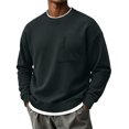 thumbnail image 2 of Men's Oversized Long Sleeve Crewneck Sweatshirts Zip Pocket Pullover Loose Fit Casual Basic Everyday Fall Winter Tops, 2 of 8