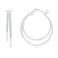thumbnail image 2 of ANGARA Natural Diamond Studded Double Hoop Earrings in 14K White Gold for Women (Size-1mm| Color-G| Clarity-VS2) | April Birthstone, Anniversary, Jewelry Gift for Women | Natural Diamond Earrings, 2 of 9