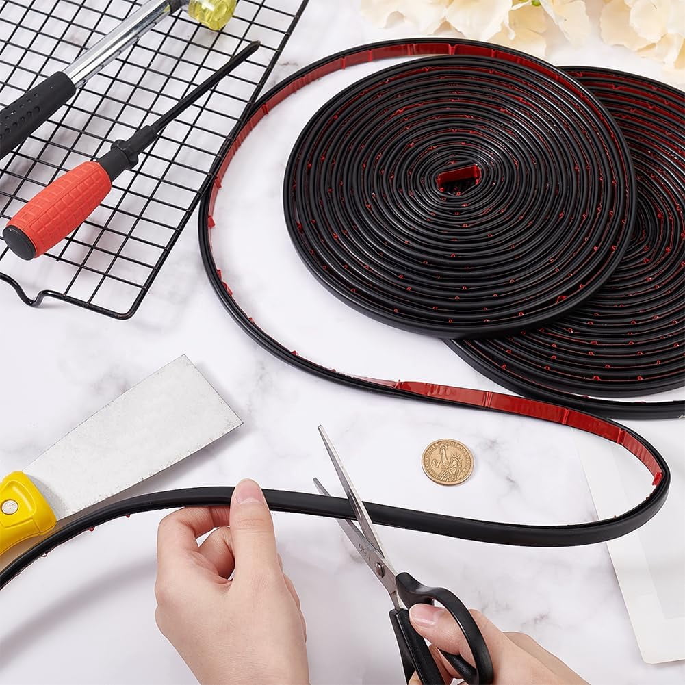 3rolls TPE Self-adhesive Foam Seal Soundproof Windproof Weather Stripping for Door & Window Black 9.5x5mm 6m/roll