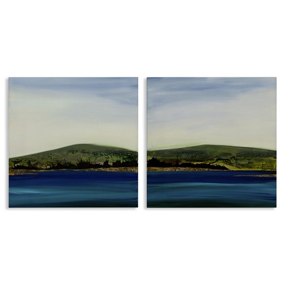 Stupell Industries Transitional Saturated Coastal Landscape Rolling Green Hills 2pc Canvas Art Set, 17 x 17 each, by Ruth Fromstein