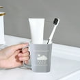 thumbnail image 2 of PuSpu Home Decor Bathroom Mouthwash Cup Cute Couple Toothbrush Cup Rain Pattern Handle Plastic Toothbrush Cup Household Products, 2 of 6