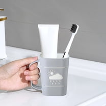 SPOORYYO Bathroom Mouthwash Cup, Cute Couple Toothbrush Cup, Rain Pattern Handle, Plastic