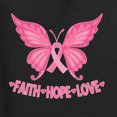 thumbnail image 2 of Wild Bobby, Butterfly Pink Ribbon Faith Hope Love, Breast Cancer Awareness, Front and Back Men Graphic Tee, Black, Small, 2 of 4