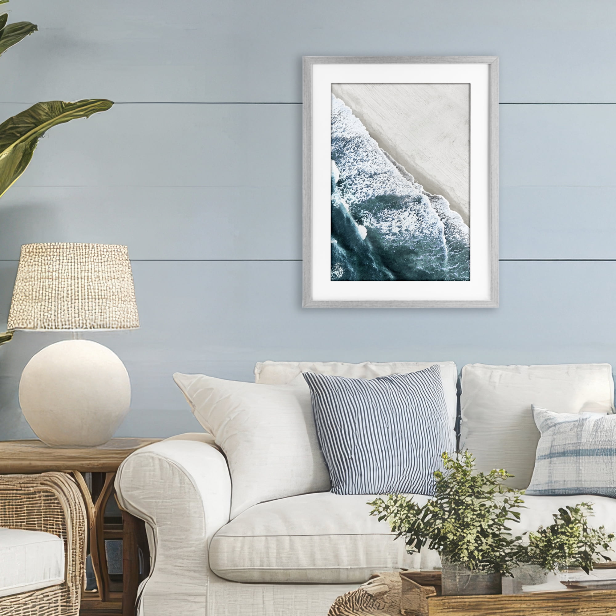 Stupell Industries Corolla Beach Breezy Shoreline Gray Framed Print Under Glass, design by Natalie Carpentieri