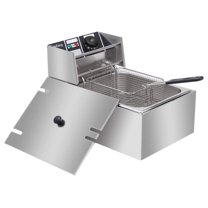 Electric Deep Fryer with Basket & Lid, 6.3QT/6L Heavy Duty Stainless Steel Single Kitchen Frying Machine, 2500W French Fryer for French Fries Fried Chicken US Plug