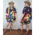 thumbnail image 3 of CASSIE LIZ Plus Size Summer 2 Piece Sets 3X Fashion Rainbow Tie Dye V Neck Short Sleeve Top and Drawstring Shorts Set Casual Lounge Workout Daily Vacation Outfit with Pockets 3XL 22W 24W, 3 of 9