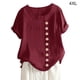 thumbnail image 3 of Sonducket Blusa Lino Suelta Camisa Manga Corta Cuello Mujer Top Verano Prendas para la parte del cuerpo Rojo 4XL, 3 of 4