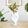 thumbnail image 4 of Jarrón de mesa moderno, soporte para bolígrafos, macetas, arreglos florales, artesanías, maceta para flores 15cmx12cmx31cm Blanco, 4 of 9
