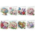 thumbnail image 4 of 8 pcs Diamond Art Painted Greeting Card, Pretty Flower 5D DIY Special Shape Diamond Card Creative Gift, Christmas Thanksgiving Greeting Card Congratulation, 4 of 7