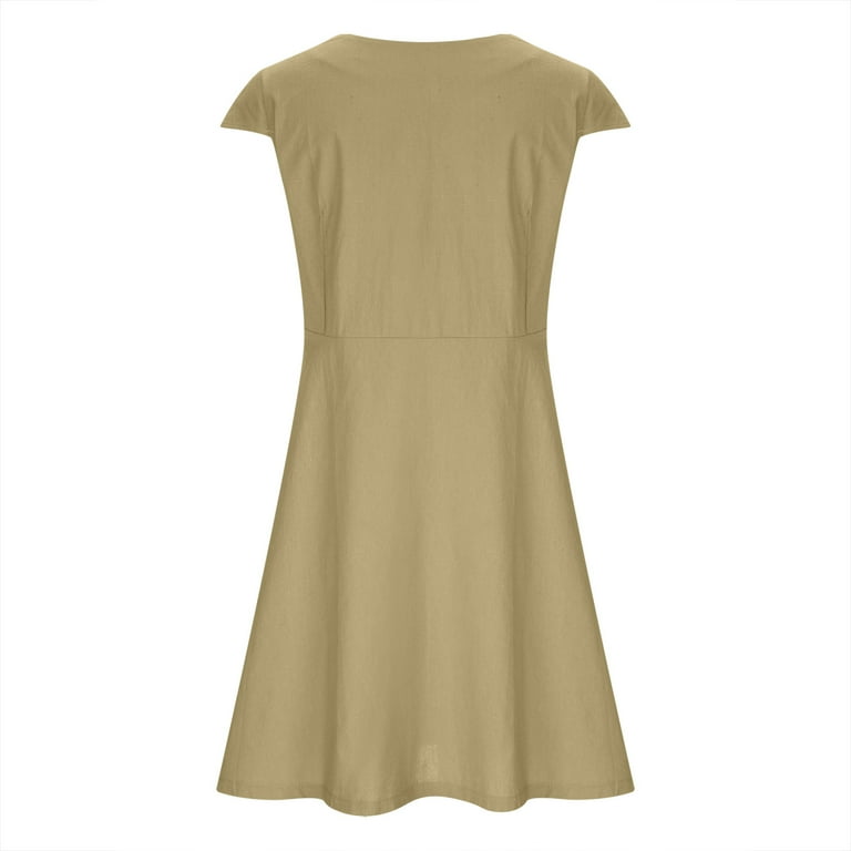 Breaise Cotton Linen Summer Mini Dresses for Women Plus Size Crew Neck Short Sleeve Solid Dresses Back V Hollow Out Casual Dresses Elegant Party Dresses Khaki XXXL - Walmart.com Breaise Cotton Linen Summer Mini Dresses for Women Plus Size Crew Neck Short Sleeve Solid Dresses Back V Hollow Out Casual Dresses Elegant Party Dresses Khaki XXXL - Walmart.com