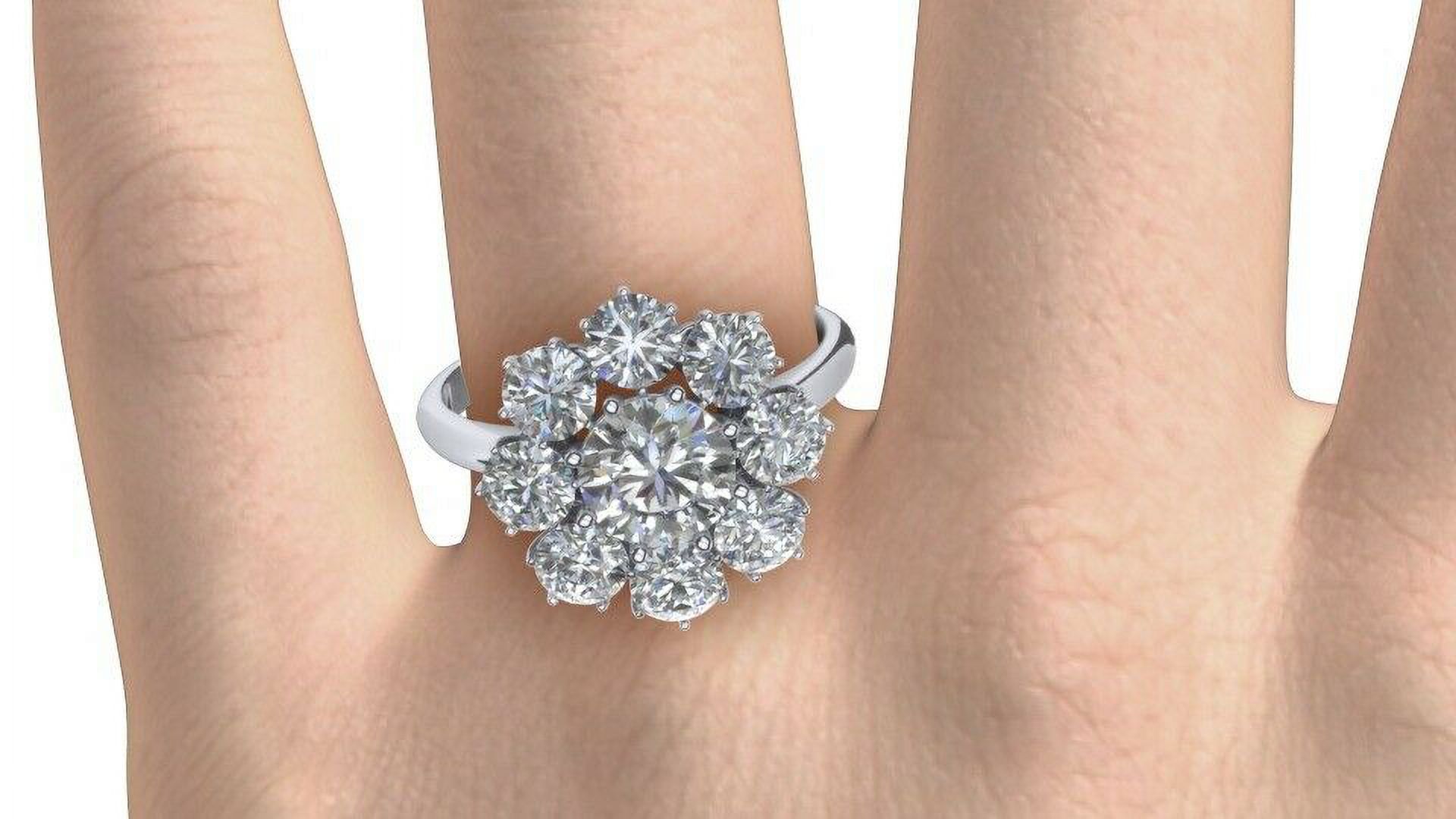 HeartsAndYou 2ct Round Cut Moissanite Floral Flower Engagement Ring for Women 18k White Gold over Silver