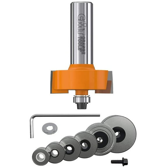 CMT USA 0.5 Inch Hex Shank Rabbeting Router Bit Set w/ Variable Depth