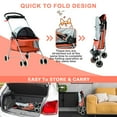 thumbnail image 4 of CL.HPAHKL Pet Stroller for Medium Small Dogs Dog Stroller Cat Stroller Foldable Jogging Travel 4 Wheels Waterproof and 360 Rotating Front Puppy Stroller with Mesh Windows,Orange, 4 of 7