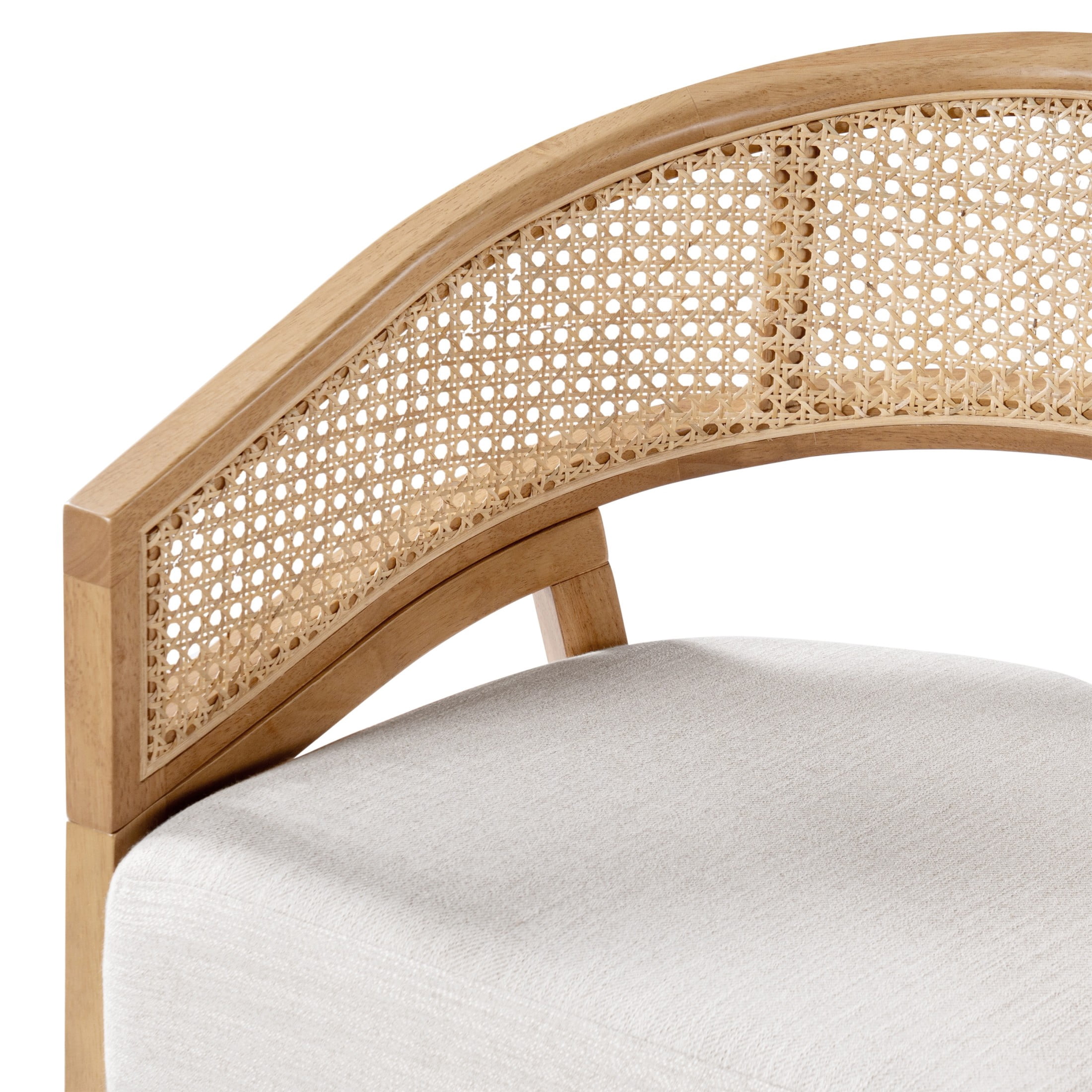 Christopher Knight Home Mid-Century Dining Chairs, Upholstered Seats, Rattan Cane Back, Natural, Set of 6