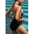thumbnail image 2 of ZHAOCHENG Mono de rayas florales y negras Talla XL Mono estampado sexy europeo y americano para mujer, 2 of 5
